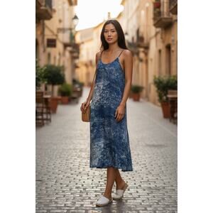 Anthropologie Partimi Cobalt Splashed Maxi Dress Size 2